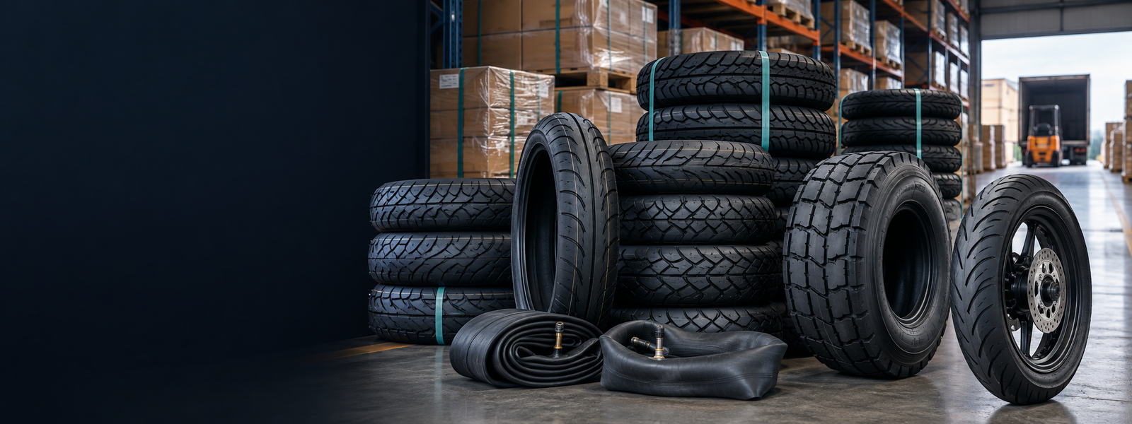 Motorcycle tires and tubes ready for supply