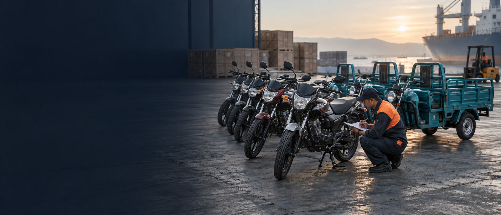 Used commercial motorcycles prepared for export